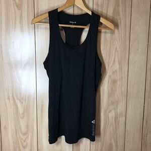 Reebok LesMiills PlayDry Black Scoop Neck Sleeveless Tan Top S